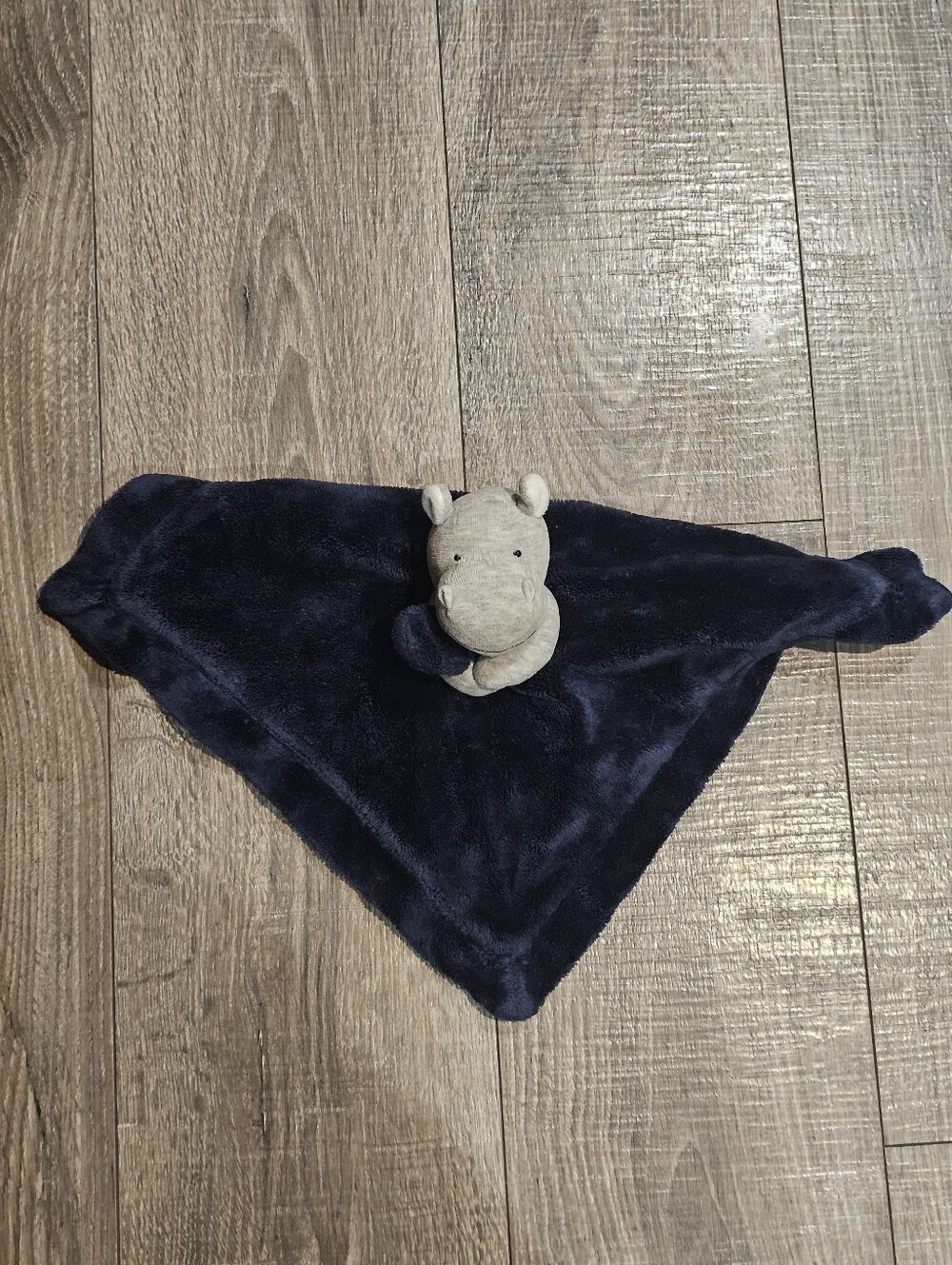 Lovies Set Plush Bunny Comforter & Hippo - Light Blue and Navy - Picture 3 of 3